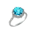 thumbnail image 2 of 2.25 ctw Aquamarine Ring with Diamonds 14K White Gold Flower Leaves Halo, 2 of 7