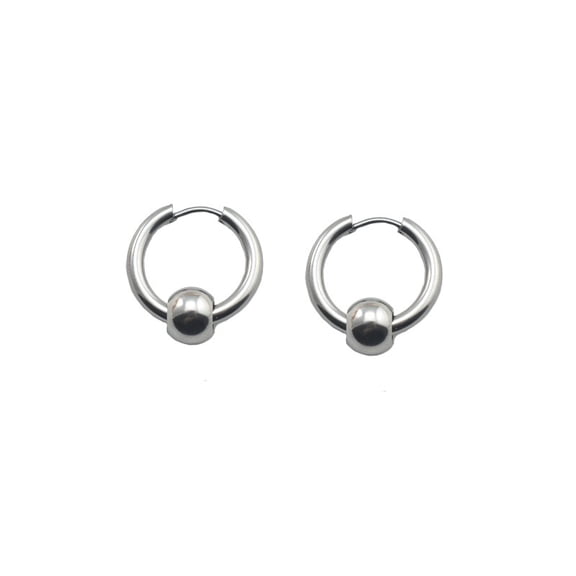 15mm Hoop 6mm Bead Surgical Steel Earrings