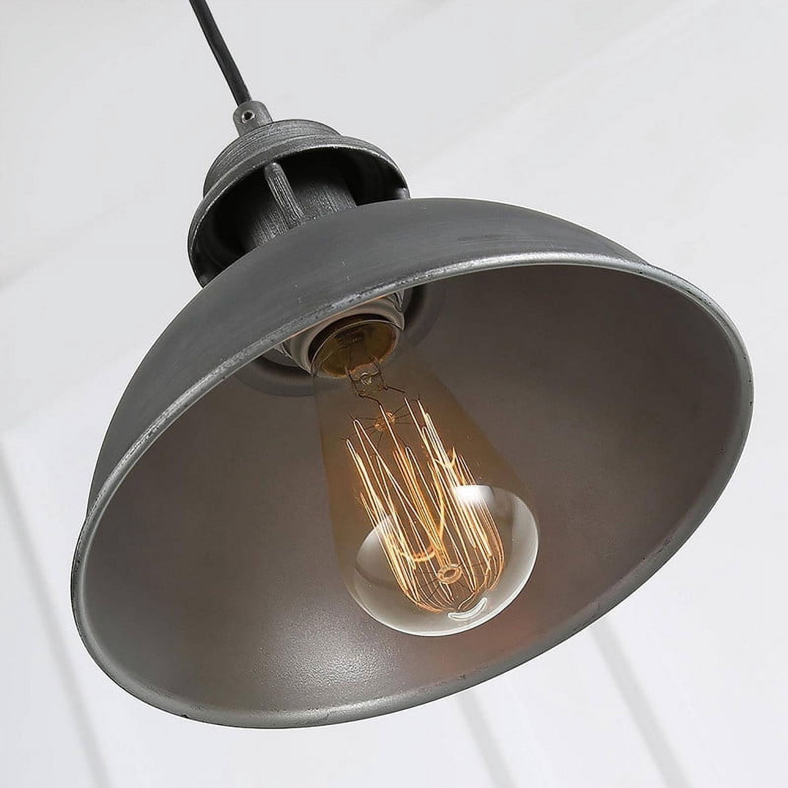 LNC 9-in Industrial Mini Pendant Light, Brushed Gray Dome Fixture for Kitchen or Bar