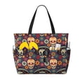 thumbnail image 1 of Disketp Skulls and Flowers Bolsa de Playa de Gran Capacidad, Bolso Impermeable y a Prueba de Arena para Mujer, Ideal para Playa, Piscina y Natación, 1 of 7