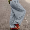 thumbnail image 4 of FUNUONY Womens Wide Leg Barrel Pants Elastic High Waisted Trousers Loose Casual Palazzo Pants with Pockets Cropped Relax Fit Trouser Ankle Pants Elastic Waisted Lightweight Harem Pants Light Ashy M, 4 of 9