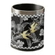 thumbnail image 1 of Cubo de basura redondo decorativo de doble capa con cubierta de cuero sintético para el hogar Negro con borde plateado, 1 of 9