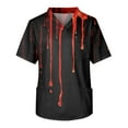 thumbnail image 4 of Domuza Scrub Shirts for Men Oversized V Neck Short Sleeve Spooky Novelty Print Caregiver Top Comfort Soft Stretch Medical Workwear with Pockets Black 5XL, 4 of 4