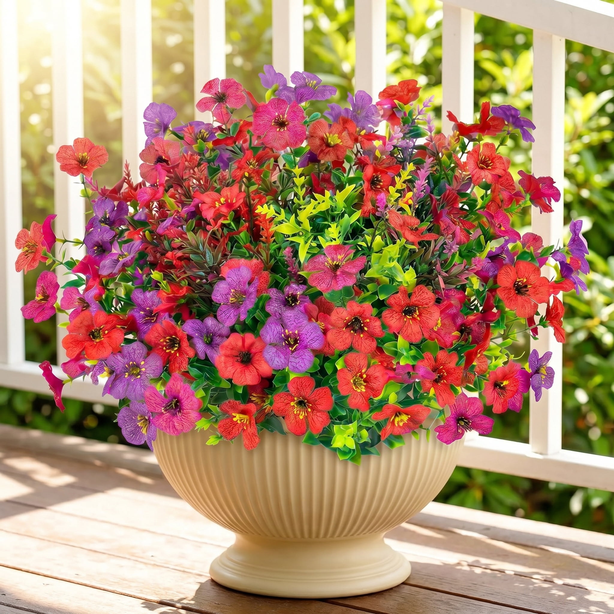 AcerichFad 24 Bundles Artificial Fake Flowers Outdoor, Faux Plants for Home Garden Decor, Multicolor