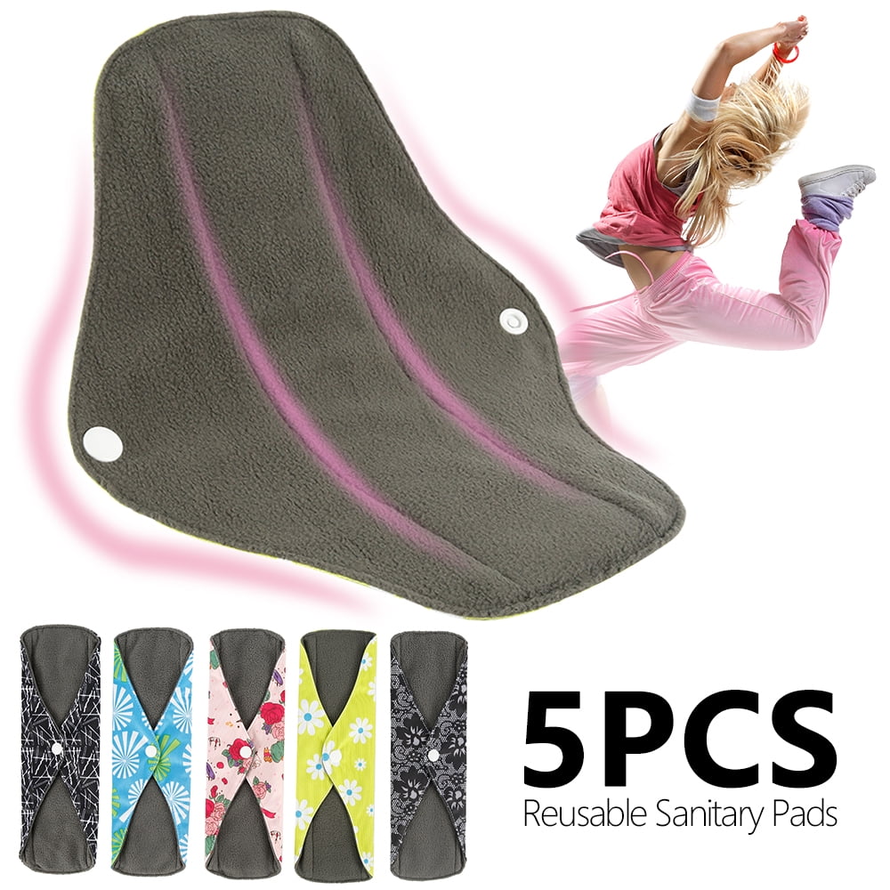 5pc Reusable Bamboo Cloth Eco Sanitary Towels Menstrual Period Pads Washable