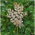thumbnail image 2 of Holiday Time Pick De Feuilles Dorées Et Poinsettia 17", 2 of 4