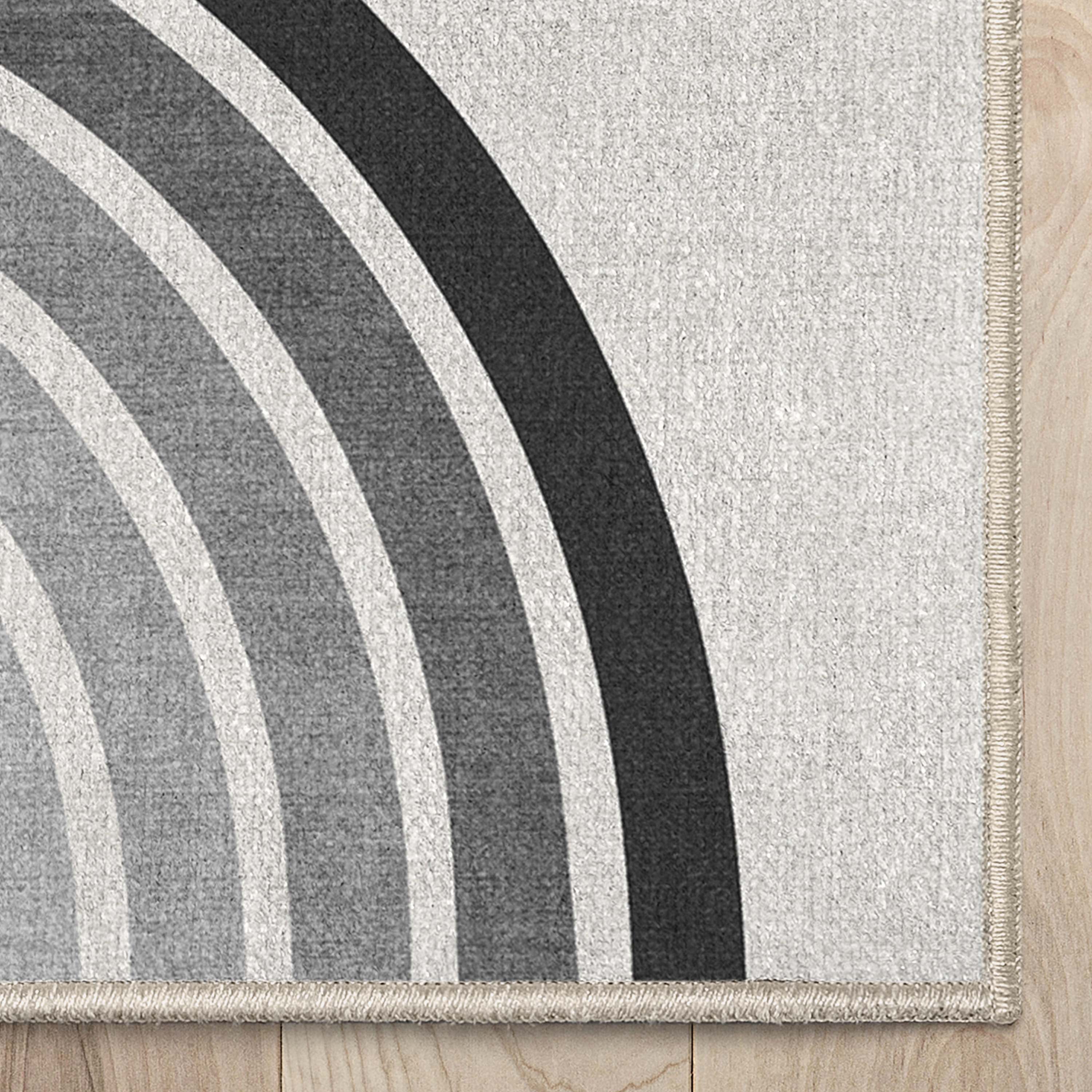 Well Woven Apollo Duo Arch Mid-Century Modern White Flat Pile Easy to Clean 5'3" x 7'3" Area Rug for Living Room Dining Room Bedroom and Kitchen