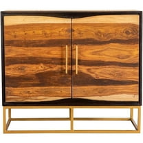 Zara 2-door Accent Cabinet Black Walnut and Gold