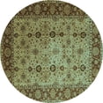 thumbnail image 1 of Ahgly Company Indoor Round Oriental Light Blue Traditional Area Rugs, 5' Round, 1 of 4