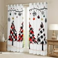 thumbnail image 2 of jejeloiu Cute Xmas Tree Curtains and Drapes,Merry Christmas Black Out Curtains,Red Black Geometric Plaid Curtains Pack of 2 (52x63 Each) For Girl Kids,Microfiber Bedroom Decor, 2 of 6