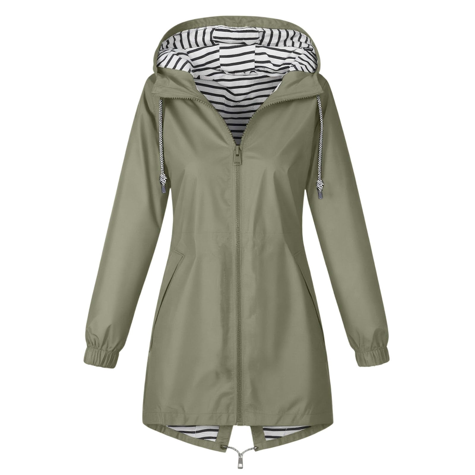 Rain Jackets for Women Waterproof Hooded Long Trench Coats Lined Windbreaker Travel Outdoor Jacket with Pockets