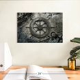 thumbnail image 3 of Elephant Stock Vintage Ship Wheel Wall Art - Horizontal Canvas Wall Art - Living Room Wall Decor - Nautical Canvas - Gray And Blue Decor - 12" x 8", 3 of 8