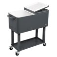 thumbnail image 6 of THOWDEE 80 Quart Rolling Cooler Cart on Wheels, Outdoor Kitchen Cooling Bins Ice Chest with Open Shelf, Bottle Opener, Bar Drink Cooler, Beverage for Patio Pool Party, Dark Grey, 6 of 9