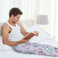 thumbnail image 4 of Uemuo Purple Butterfly Pattern Men's Wide Leg Palazzo Lounge Pants with Pockets Light Weight Loose Comfy Casual Pajama Pants-Small, 4 of 9