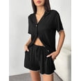 thumbnail image 2 of Ekouaer Womens Pajama Sets Button Up Bride Pj Shorts Set 2 Piece Soft Sleepwear Short Sleeve Lounge Sets, 2 of 6