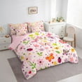 thumbnail image 4 of Feelyou Cute Floral Flower Twin Bedding Sets 7-Piece for Kids, Spring Garden Plant Bedding Comforter Set, Butterfly Ladybug Reversible Sheet Sets, Microfiber Bedroom Decor, 4 of 9