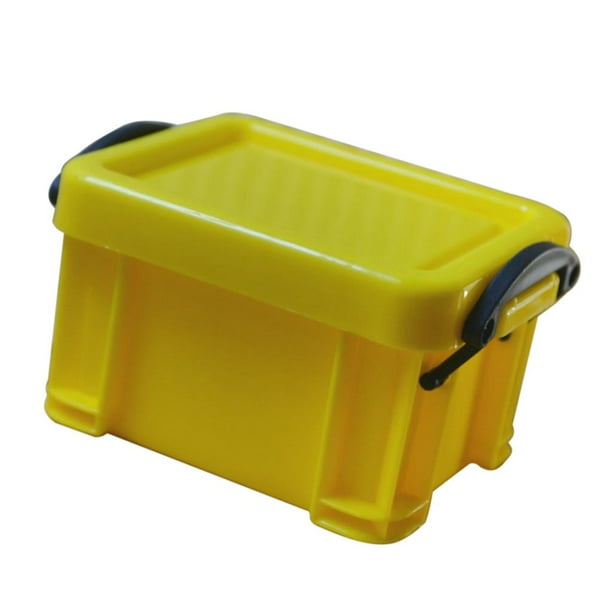 Mini estuche de escritorio de plástico duradero para artículos diversos, caja organizadora de objetos pequeños Amarillo
