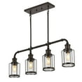 thumbnail image 2 of JONATHAN Y Abbott 34" 4-Light Farmhouse Industrial Iron/Glass Linear LED Pendant, Oil Rubbed Bronze/Clear, 2 of 12
