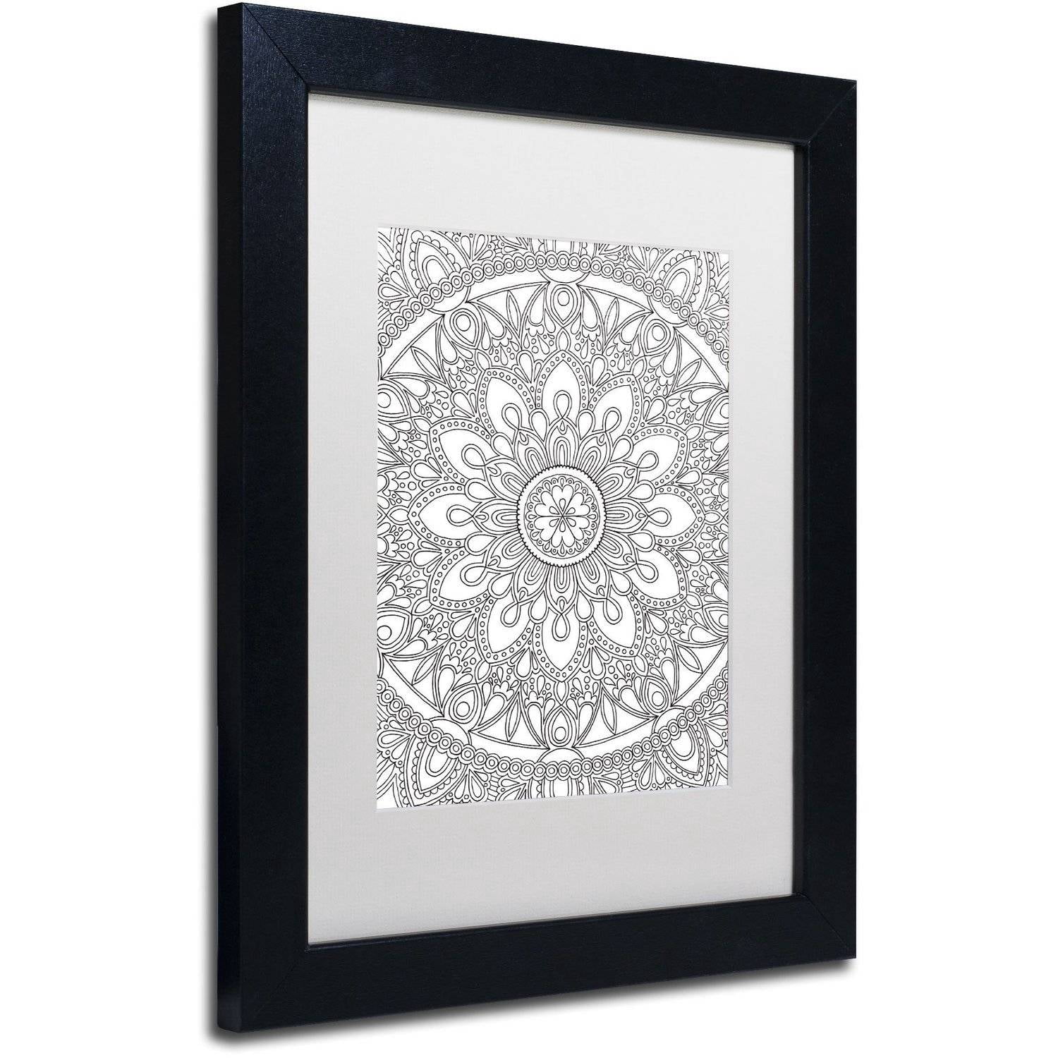 Trademark Fine Art "Delightful Mandala" Canvas Art by Hello Angel, White Matte, Black Frame