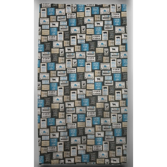 Farm To Table French Door Curtain Panel with Tie Back by Penny's Needful Things (Unlined) (Blue)