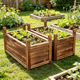 thumbnail image 3 of 23.6x11.8x13.3 " Carbonized Pine Wood Raised Garden Bed Patio Outdoor Vegetable Planting Box, 3 of 12