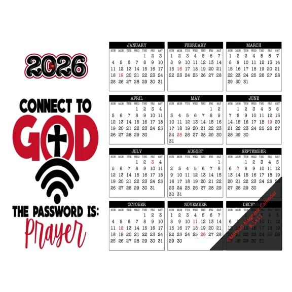 2026 - 12 Month Miheart Magnetic Refrigerator Calendar 8.5"X11"