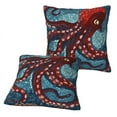 thumbnail image 3 of PISONIC Octopus Pillow Covers Set of 2, Decorative Throw Pillows Cases Square Cushion Case for Home Sofa Bed Couch, 18x18 Inch, 3 of 8