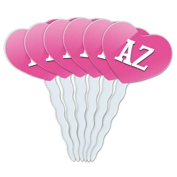 AZ Heart Love Cupcake Picks Toppers - Set of 6