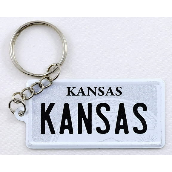 Kansas License Plate Aluminum Ultra-Slim Rectangular Souvenir Keychain
