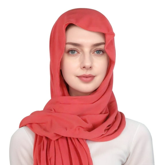 MIASHUI Women's Simple Solid Color Head Scarf Cap, Single-Layer Brim Hood Scarf, Lightweight Beanie Scarf for Casual Wear, Versatile Pull-On Scarf Hat Red