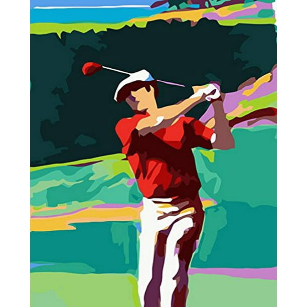 PaintingStudio Play golf DIY oil Painting by number kit Picture canvas 16x20 i..