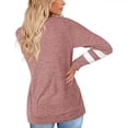 thumbnail image 5 of Long Sleeve Tops for Women Fashion Casual Womens O Neck Long Sleeve Striped Spliced Tops Loose Sweatshirt Womens Tops Pink XL, 5 of 9