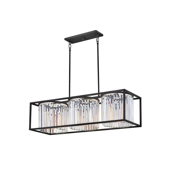 Modern Glam Three Light Chandelier in Black Finish Bailey Street Home 81-Bel-4160091