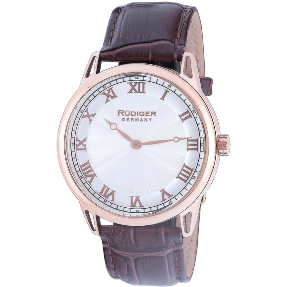 Men's R2800-09-001 Ulm Rose-Gold IP Silver Dial Brown Leather Watch