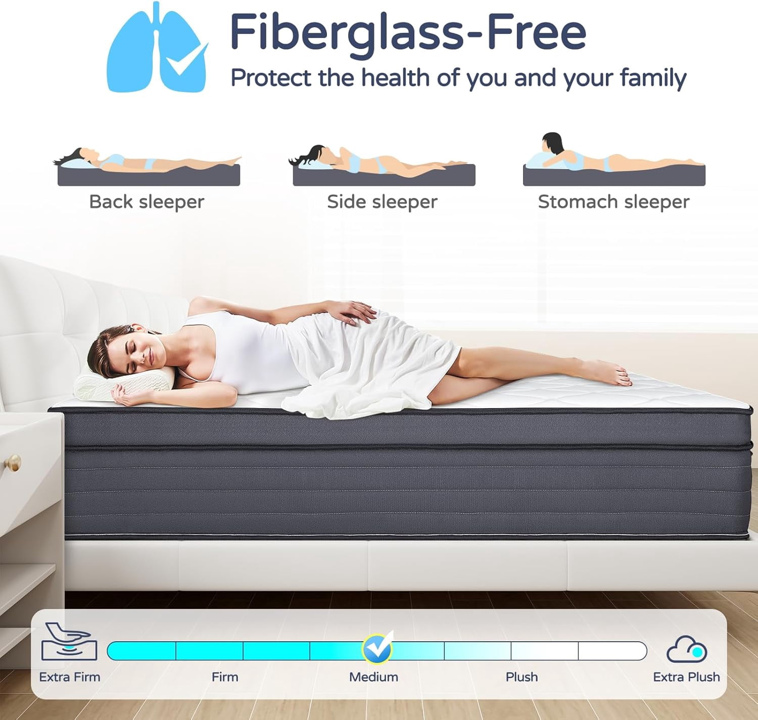 Queen Mattress - 14 Inch Hybrid Queen Size Mattress in a Box, Gel Memory Foam Matress with Motion Isolation and Pressure Relief, Strong Edge Support and Pocket Springs, Medium Firm