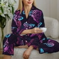 thumbnail image 6 of Daiia Purple Butterfly for Women's Long-Sleeved Pajama Set – Soft & Comfortable Sleepwear Button-Up Pajamas Cozy Lounge Wear-Medium, 6 of 7