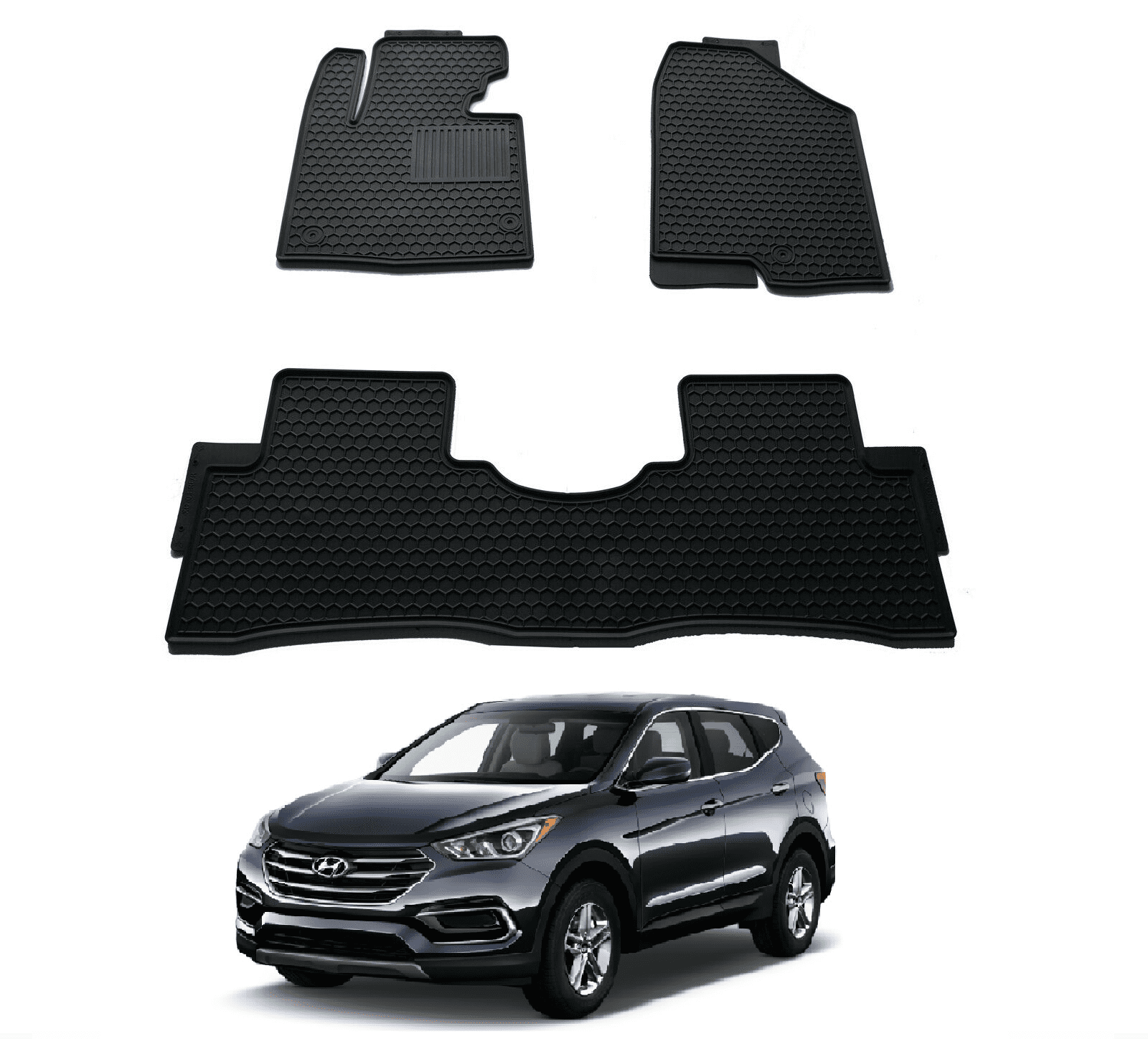 Black All Weather Floor Mats for Hyundai Santa Fe 2013 2018