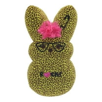 Peeps EMO Bunny Plush 15” Yellow Leopard Print Stuffed Animal with Glasses