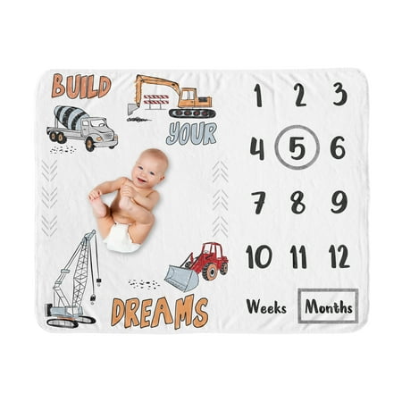 UPC: 0846480086673 | Construction Truck Milestone Baby Blanket by Sweet Jojo Designs