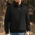 thumbnail image 3 of Zylanna Men's Long Sleeve Polo Shirts with Chest Pocket, Turndown Collar Solid Slim Fit Spring Fall Casual Pullover Tops for Man Black, 3 of 3
