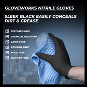 GLOVEWORKS Black Nitrile Gloves for Auto, Detailing, Mechanics, L, 100 Count