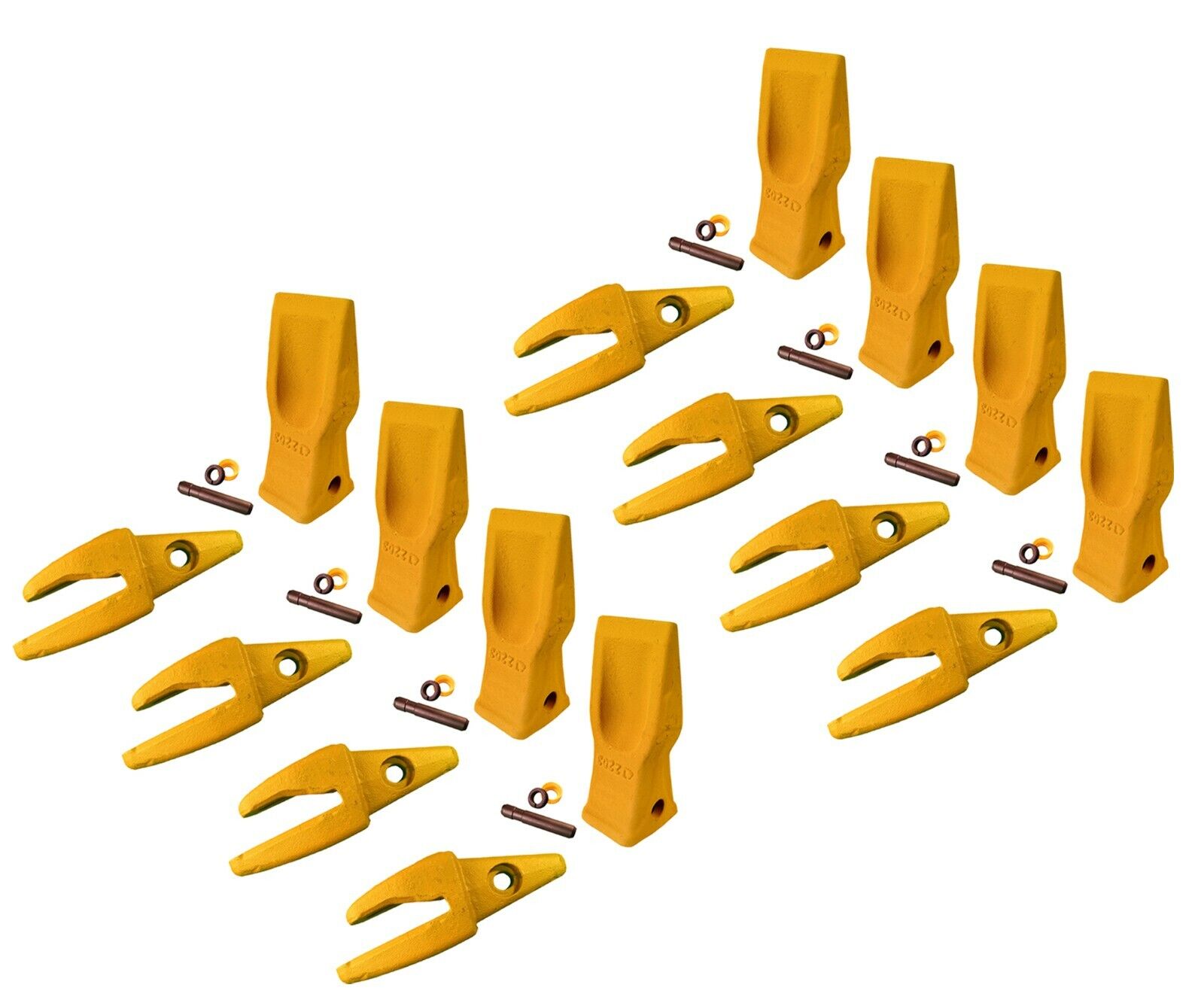 8 CAT Style Backhoe Bucket Shanks 1" Lip, Abrasion Teeth 4T2203, 119