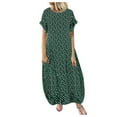 thumbnail image 1 of Kcodviy Robe Midi Décontractée à Pois pour Femmes, Imprimé, Manches Courtes, Col Rond, Robes d'Été pour Femmes, Travail Décontracté, Robe Maxi, 1 of 1