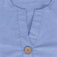 thumbnail image 6 of HLKJKLS T Shirts For Women Cotton Linen V Neck 3/4 Sleeve Loose Casual Holiday Beach Tunic Blouse Top Blue S-5Xl, 6 of 7
