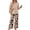 Khaki, variant on Vintage Ditsy Floral Print Two Piece Set for Women, 3/4 Sleeve Button Down Top & Wide Leg Pants - Retro Boho Casual Lounge Outfit with Flowy Trousers Navy L