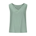 thumbnail image 4 of Womens V Neck Cropped Linen Tank Tops Spring Summer Sleeveless Shirts, 4 of 9
