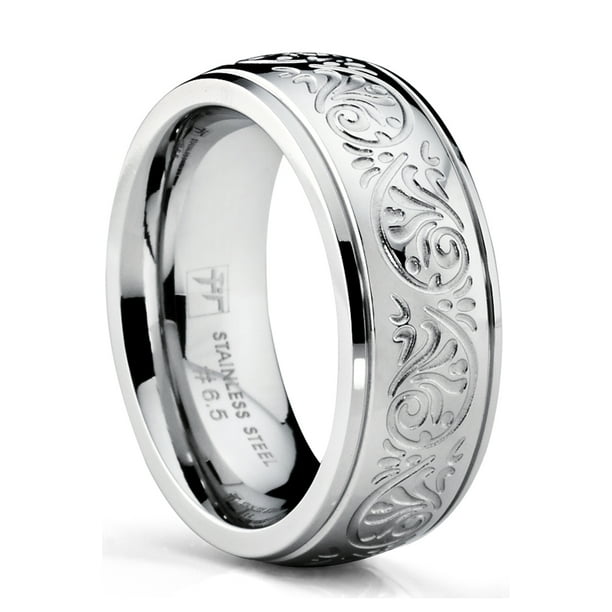 RingWright Co. - Women's 7MM Stainless Steel Ring Engraved Florentine ...