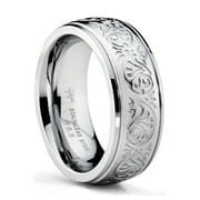 Women's 7MM Stainless Steel Ring Engraved Florentine Design Sizes 4-13