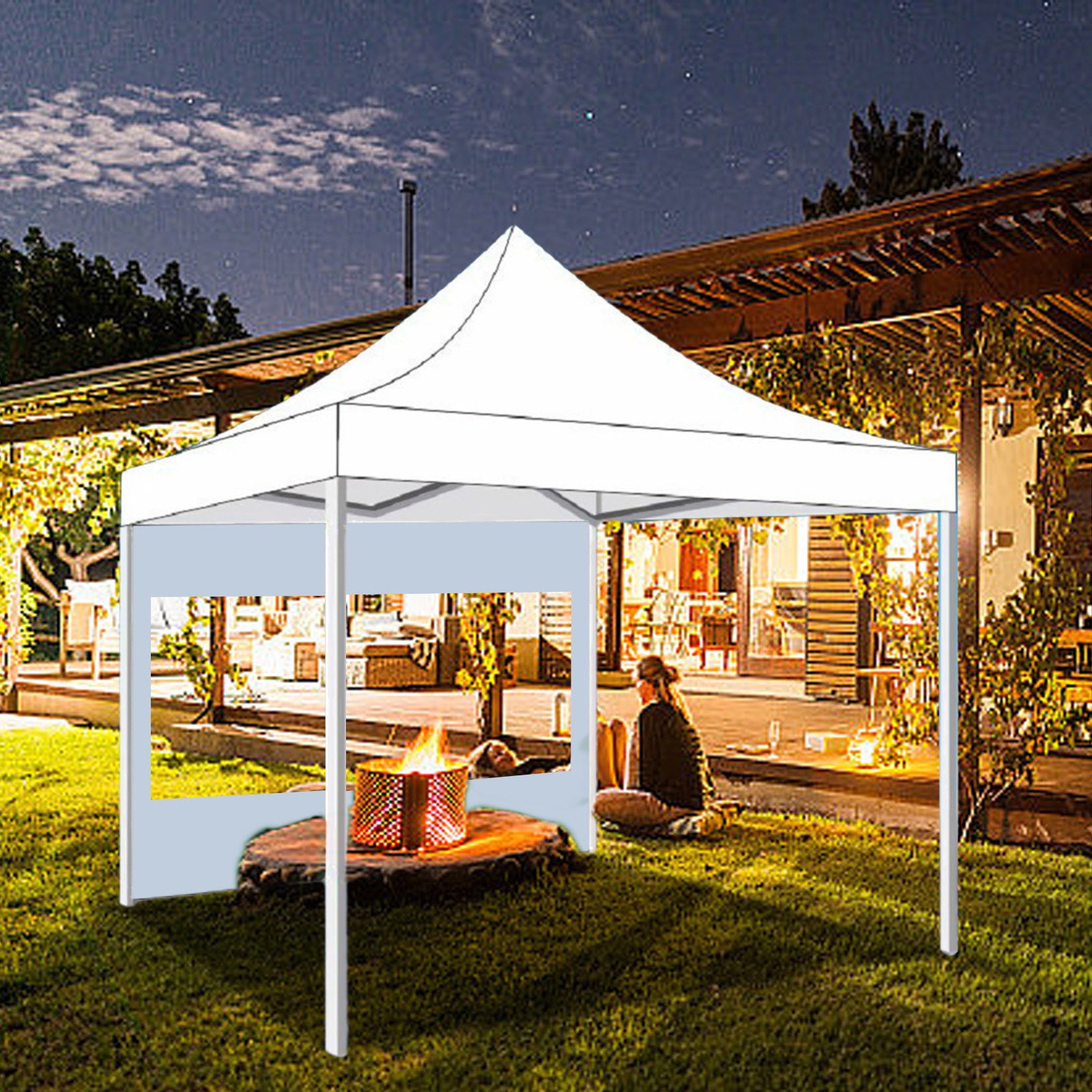 BGZLEU White Canopy Tent,Translucent Tent,Portable Pop Up Outdoor Gazebo with 1 Sidewall,UV ProtectionTent,Come with Carry Bag - Blue