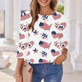 thumbnail image 3 of FAVIPT Cute Fourth of July Shirts for Women Three Quarter Sleeve Round Neck Shirts Stars and Stripes Patriotic Print Tops Casual Summer 2025 Tees Multicolor,L, 3 of 5